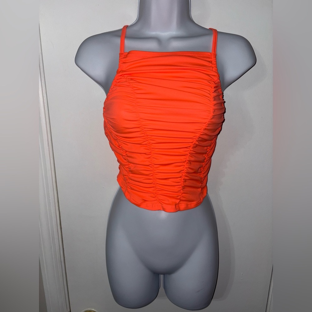 Free People Movement Shirr Enough Tank Top Size Small Neon Orange